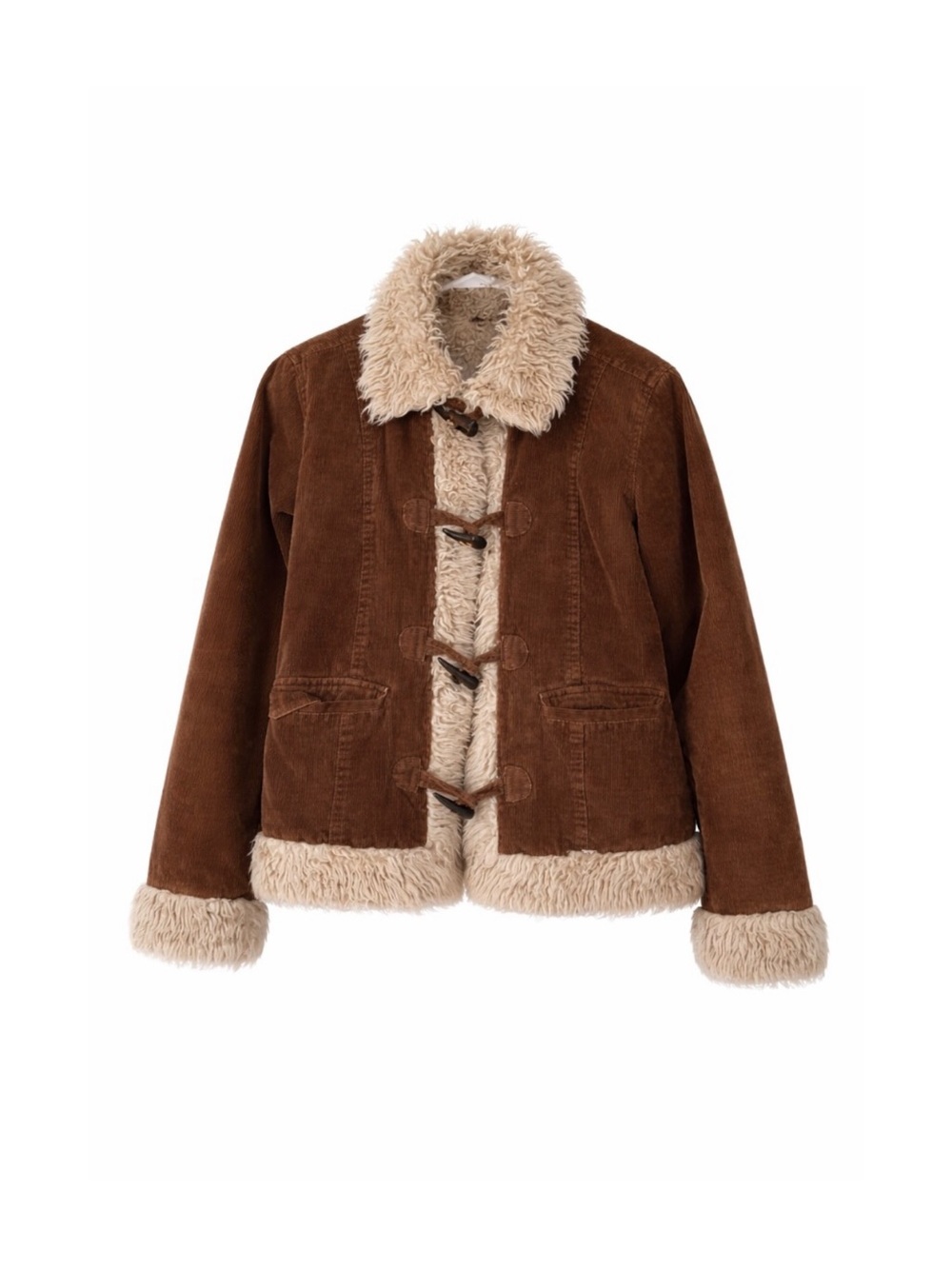 Vintage Brown Corduroy Teddy-Trim Jacket